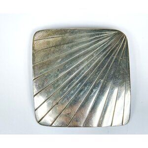Native American PH Square Concho Sterling Silver Brooch Pin